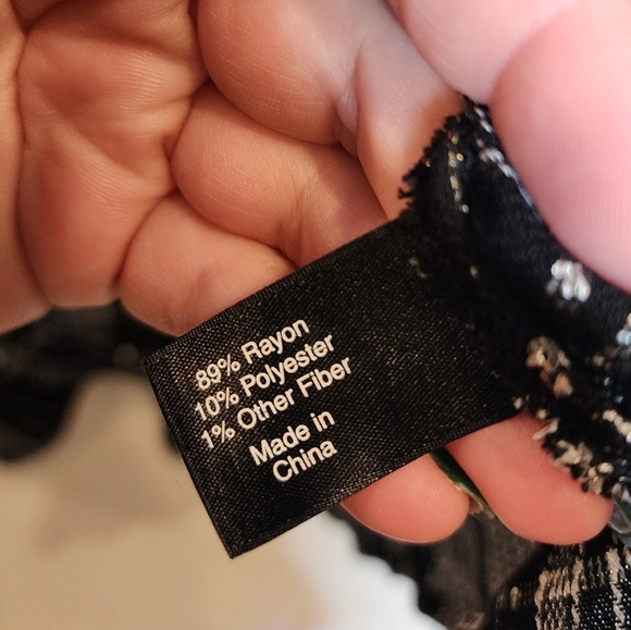 Lane Bryant Gold Metallic Black Grey Plaid Popover Button Shirt Peplum Back 3X - Picture 6 of 16